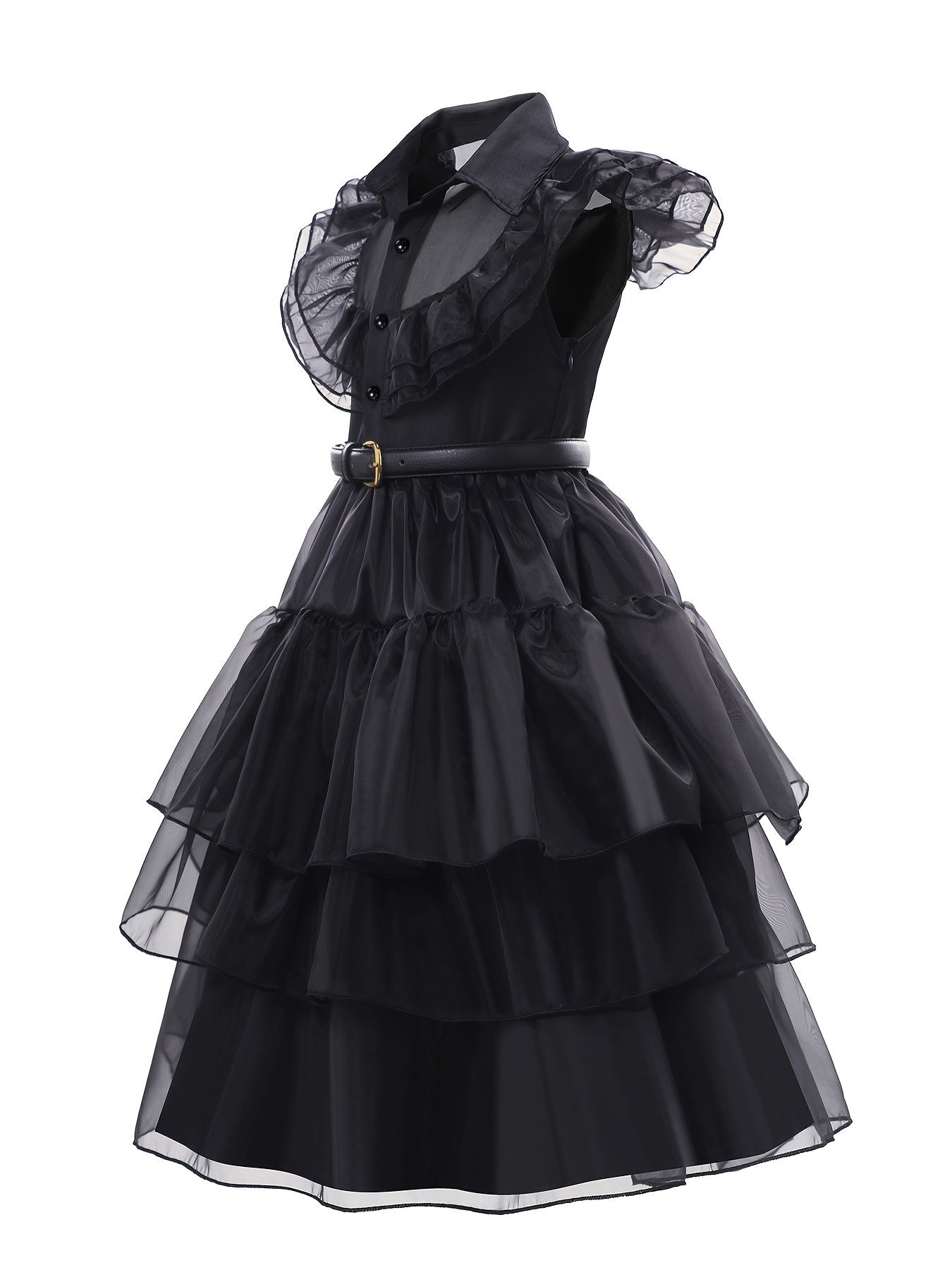 Girls’ Ruffled Gothic Halloween Costume Dress | Tiered Mini 1