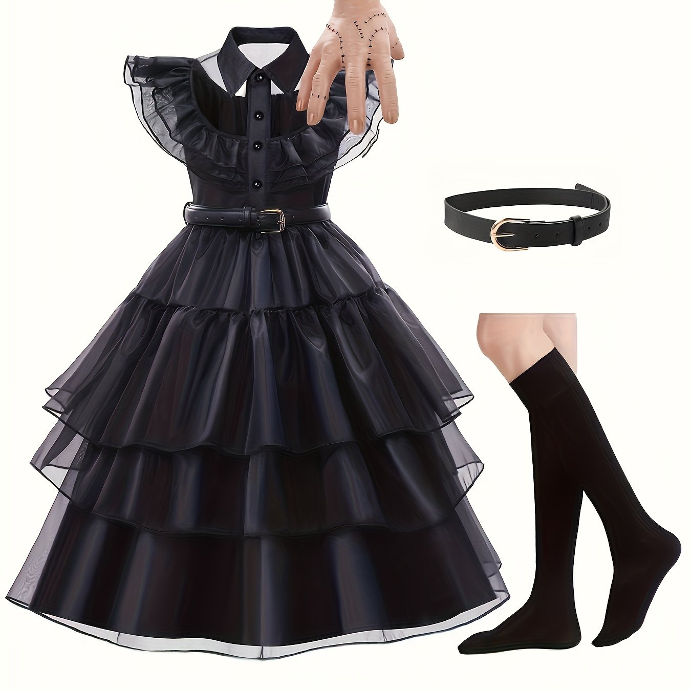 Girls’ Ruffled Gothic Halloween Costume Dress | Tiered Mini 3