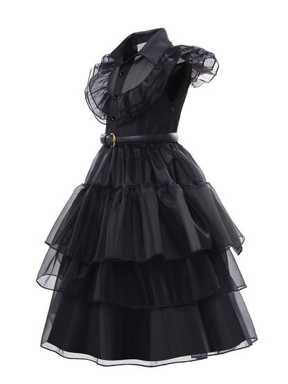 Girls’ Ruffled Gothic Halloween Costume Dress | Tiered Mini 4