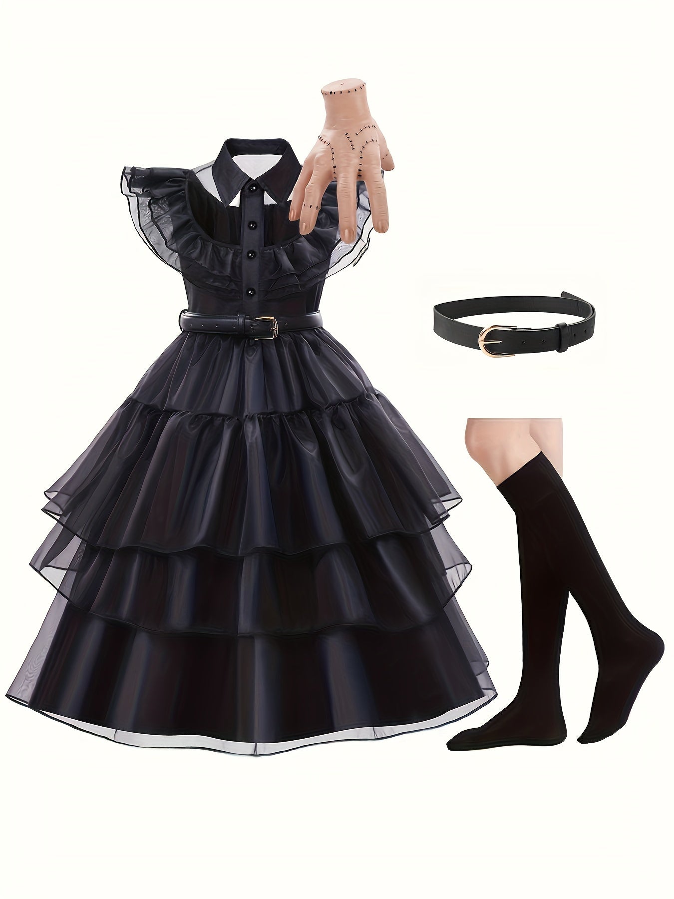 Girls’ Ruffled Gothic Halloween Costume Dress | Tiered Mini 6
