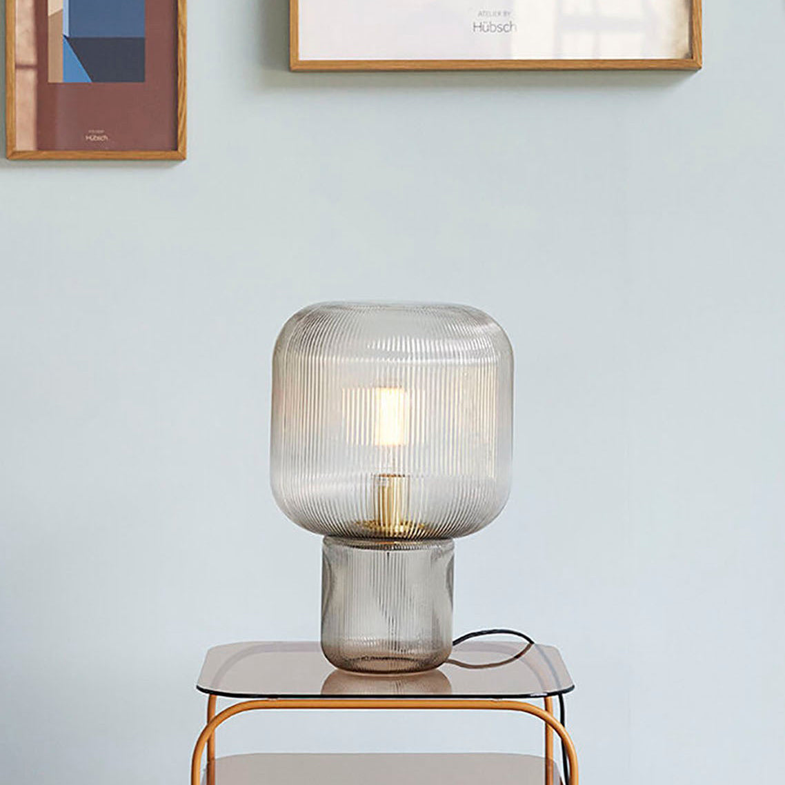 GlimmerOval – Stylish Glass and Metal Table Lamp
