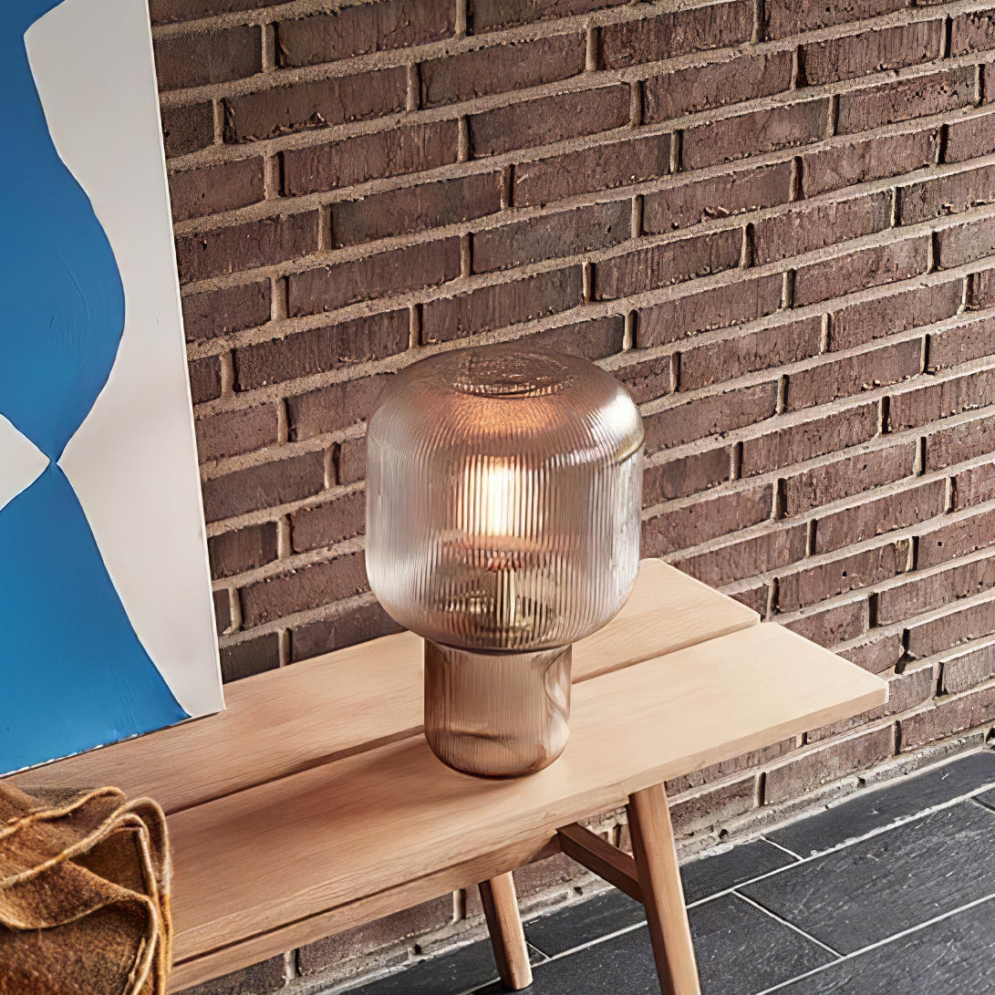 GlimmerOval – Stylish Glass and Metal Table Lamp