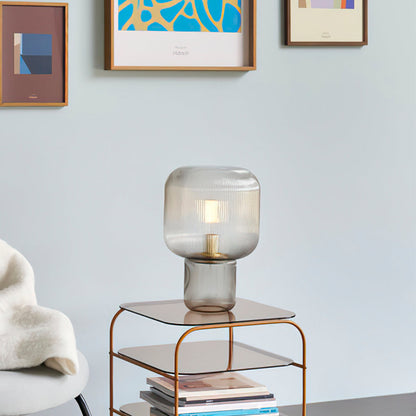 GlimmerOval – Stylish Glass and Metal Table Lamp