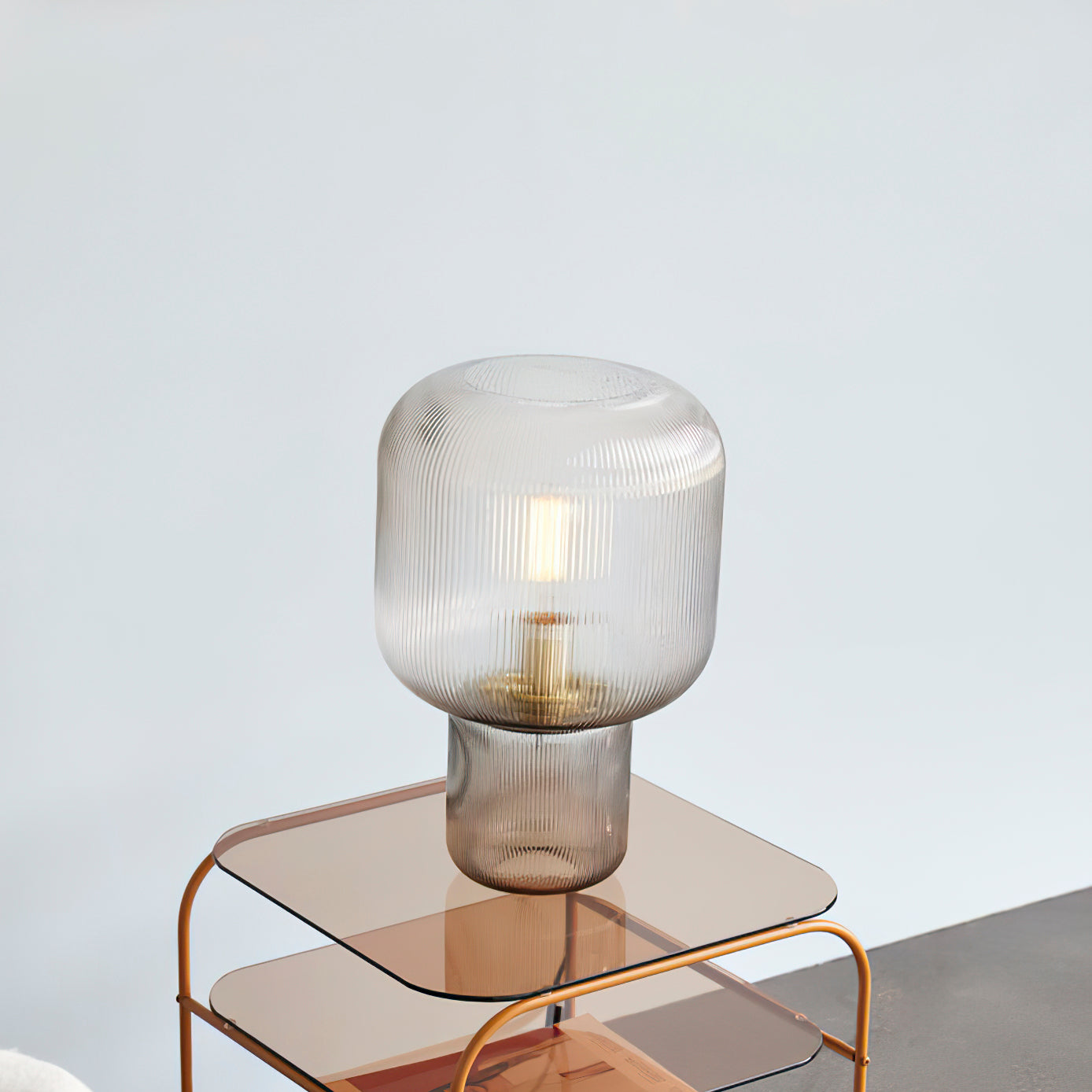 GlimmerOval – Stylish Glass and Metal Table Lamp