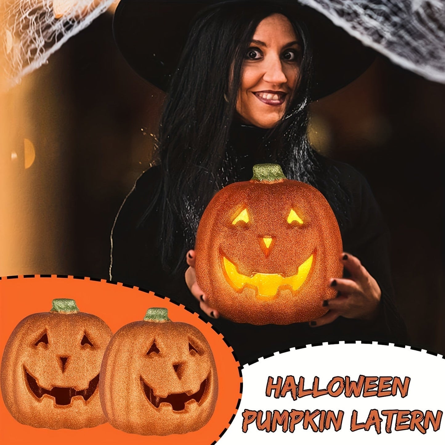 Glowing Light-Up Jack O'Lantern Halloween Decoration | Battery Operated 3