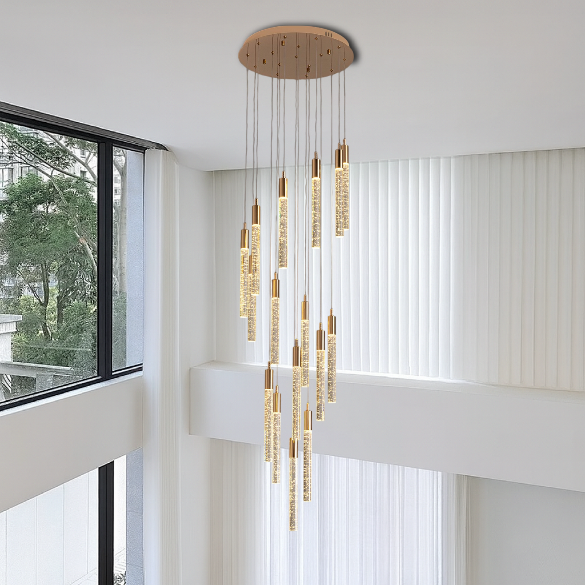 Gold Acrylic Stair Chandelier 3