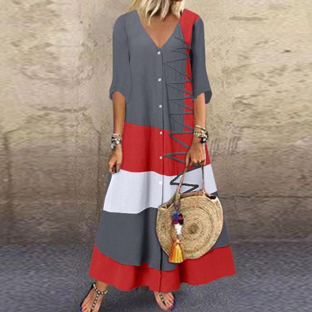 Variant image for Elegant White Striped Summer Dress for Women - Stylish Wedding Guest Dresses-17
