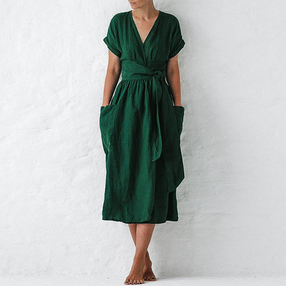 Casual V-Neck Maxi Dress for Women - Stylish A-Line Summer Dress-4