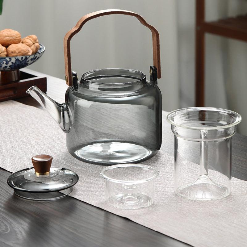 Grijzen | Elegant Wooden Glass Teapot With Infuser For Refined Brewing 2