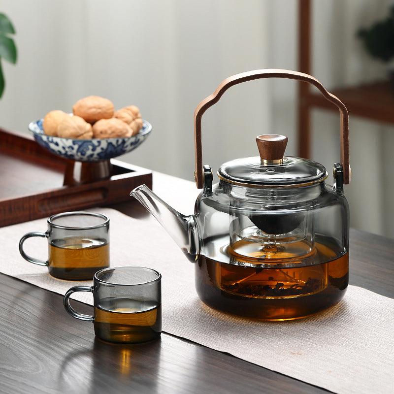 Grijzen | Elegant Wooden Glass Teapot With Infuser For Refined Brewing 3