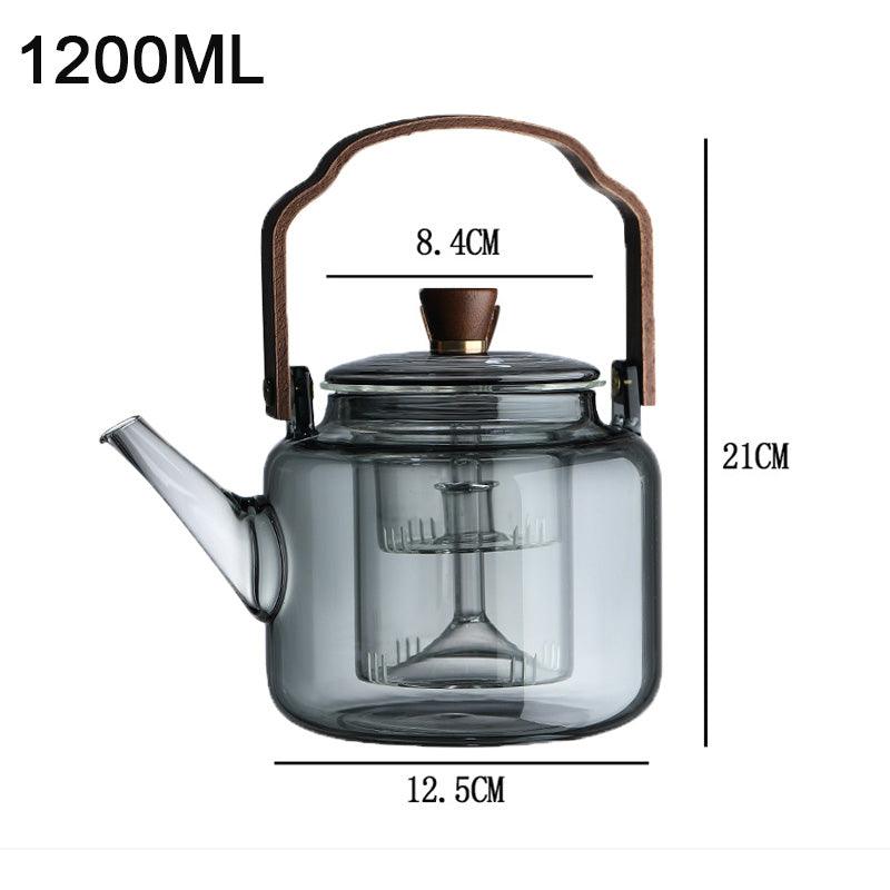 Grijzen | Elegant Wooden Glass Teapot With Infuser For Refined Brewing 6