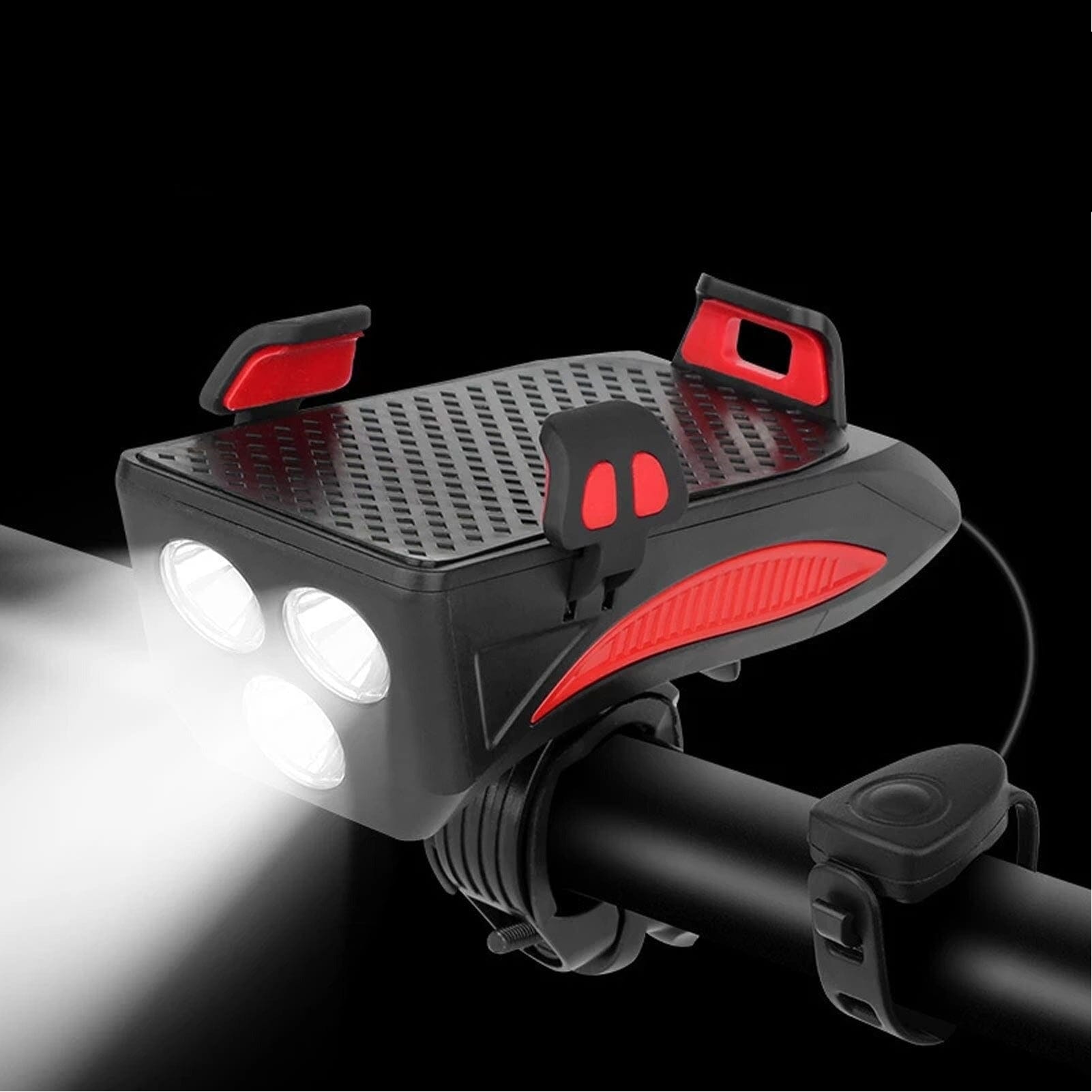 4-in-1 Rechargeable Bike Lights with Powerbank, Phone Holder, and Electronic Horn – LED Safety Lamp for Bicycles-3