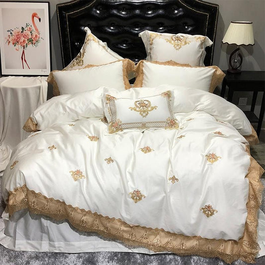 EtherealCotton – Elegant Egyptian Cotton Duvet Set with Toile Print