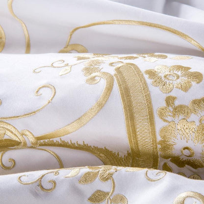 GoldenWood - Ropa de cama blanca y dorada elegante