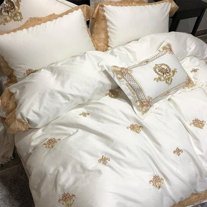 EtherealCotton – Elegant Egyptian Cotton Duvet Set with Toile Print