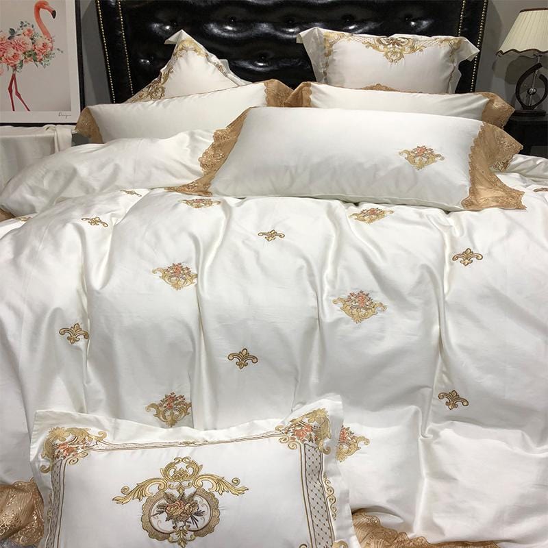 EtherealCotton – Elegant Egyptian Cotton Duvet Set with Toile Print