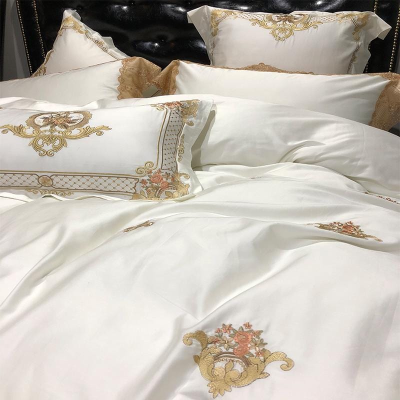 EtherealCotton – Elegant Egyptian Cotton Duvet Set with Toile Print