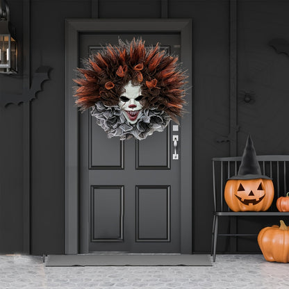 Halloween Scary Clown Mesh Wreath | Creepy Front Door Decor 2