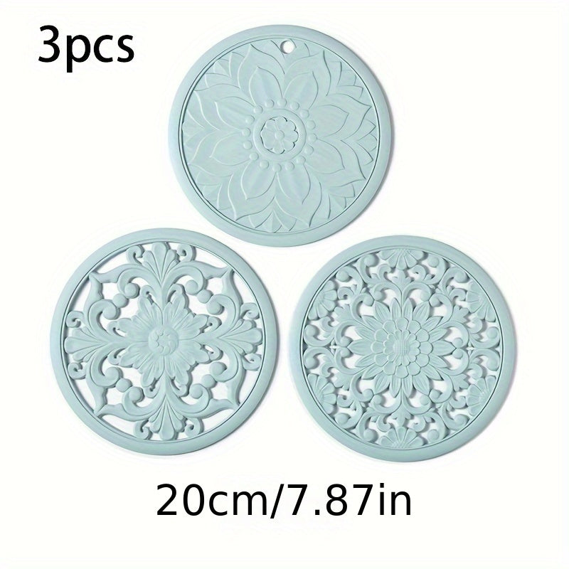 Heat Resistant Silicone Trivet Mat Set 2