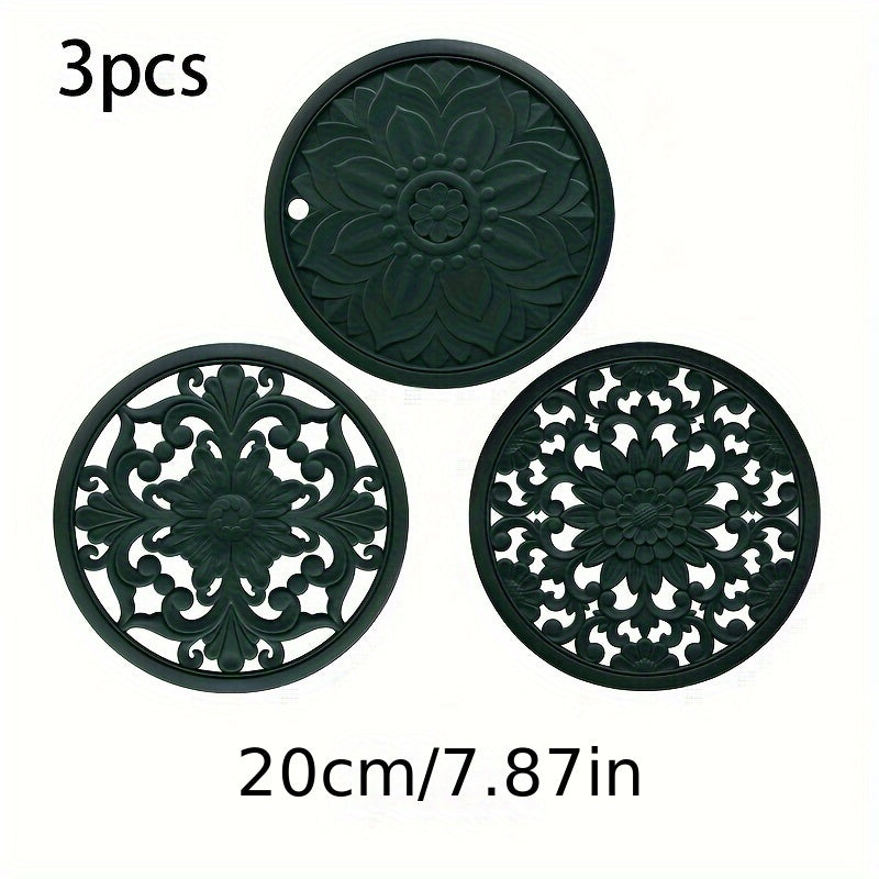 Heat Resistant Silicone Trivet Mat Set 6