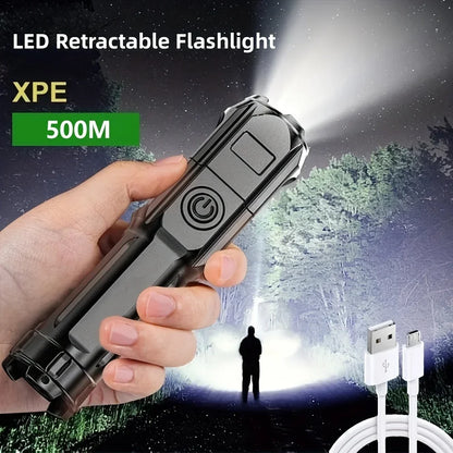 High-Power USB Rechargeable Flashlight with Waterproof Design and Telescopic Focus - Portable Torch Light 1