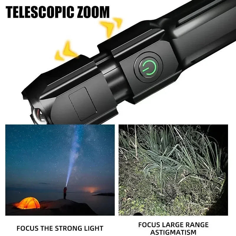 High-Power USB Rechargeable Flashlight with Waterproof Design and Telescopic Focus - Portable Torch Light 5