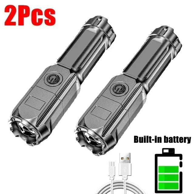 High-Power USB Rechargeable Flashlight with Waterproof Design and Telescopic Focus - Portable Torch Light 6