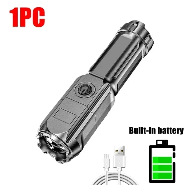 High-Power USB Rechargeable Flashlight with Waterproof Design and Telescopic Focus - Portable Torch Light 7