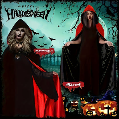 Hooded Gothic Halloween Vampire Costume Set | Cape Jewelry 3