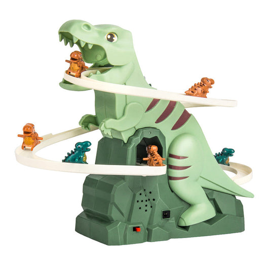 Interactive Dinosaur Race Track with Automatic Climbing Cars and LED Lighting for Kids 0