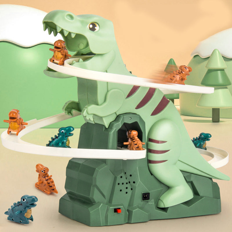 Interactive Dinosaur Race Track with Automatic Climbing Cars and LED Lighting for Kids 1