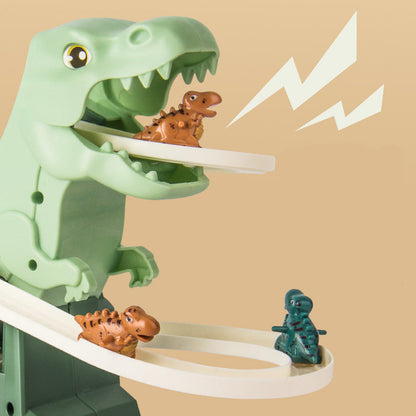Interactive Dinosaur Race Track with Automatic Climbing Cars and LED Lighting for Kids 2