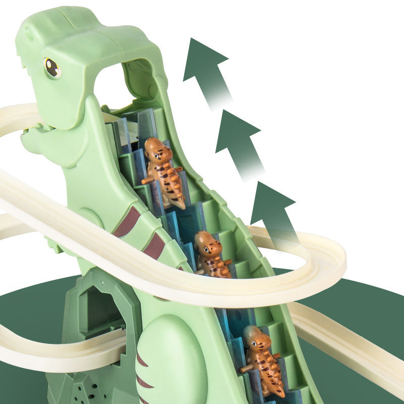 Interactive Dinosaur Race Track with Automatic Climbing Cars and LED Lighting for Kids 3