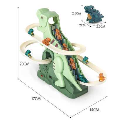Interactive Dinosaur Race Track with Automatic Climbing Cars and LED Lighting for Kids 7