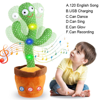 Interactive Talking Cactus Plush Toy for Kids – Soft Dancing Electronic Toy with Colorful Accents 0