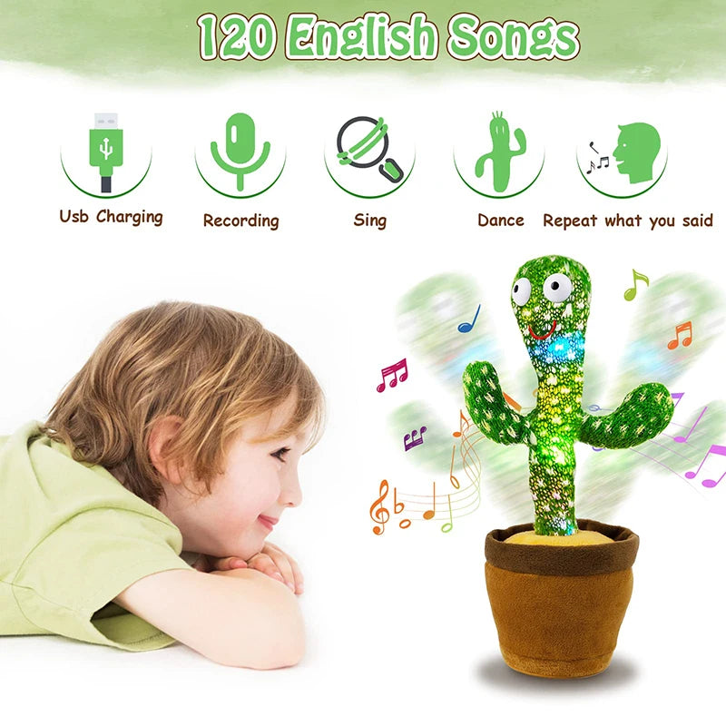 Interactive Talking Cactus Plush Toy for Kids – Soft Dancing Electronic Toy with Colorful Accents 3