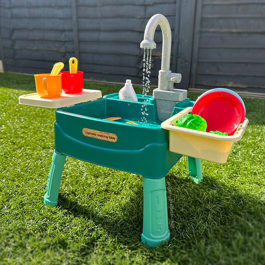 Interactive Water Play Kitchen with Working Tap and 19 Accessories for Kids - Indoor/Outdoor Fun 0