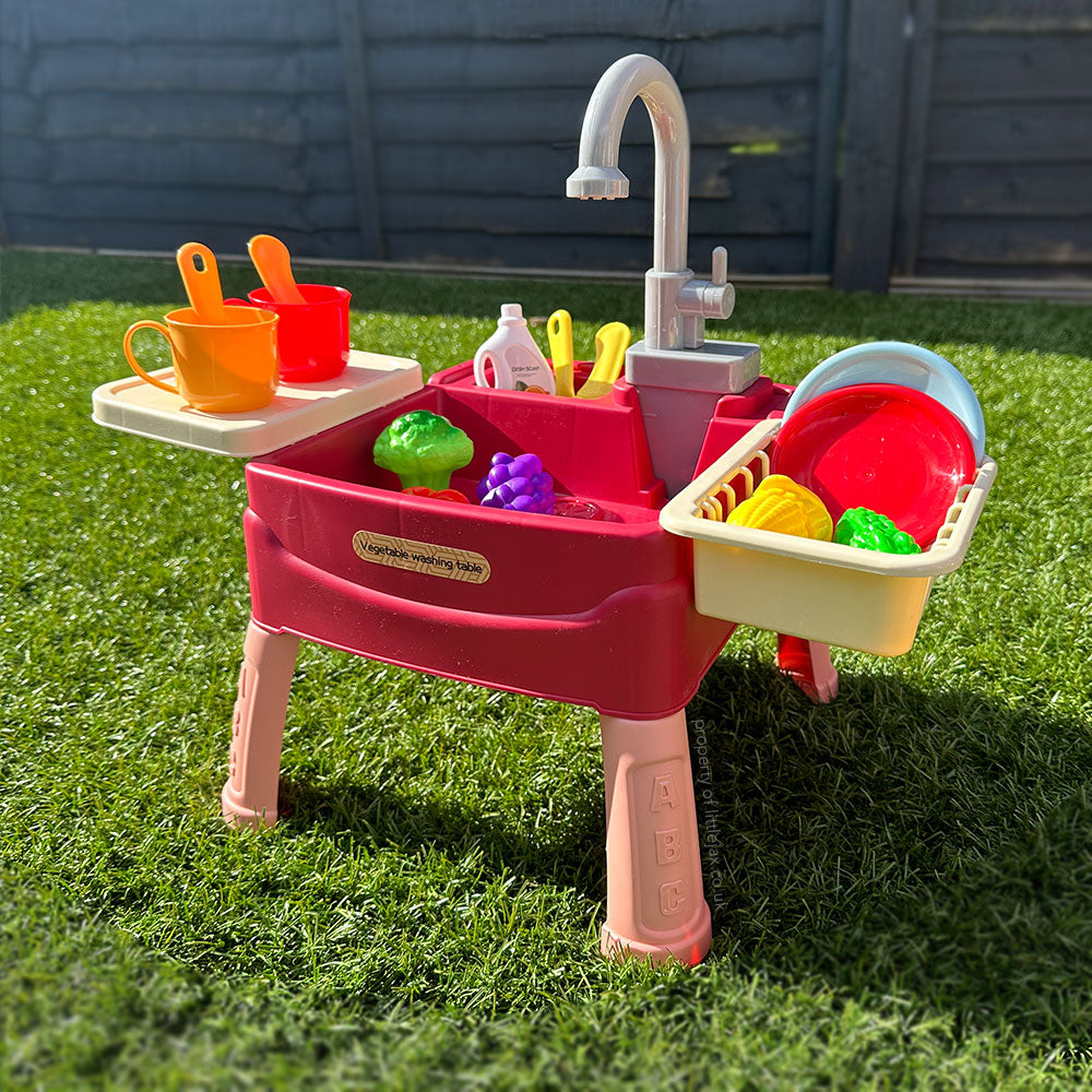 Interactive Water Play Kitchen with Working Tap and 19 Accessories for Kids - Indoor/Outdoor Fun 1