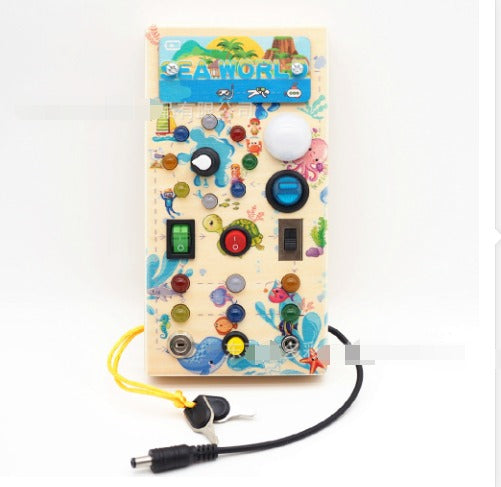 Interactive Wooden LED Game Board for Toddlers – Montessori Toy with 15 Colorful Lights and 9 Switches 0