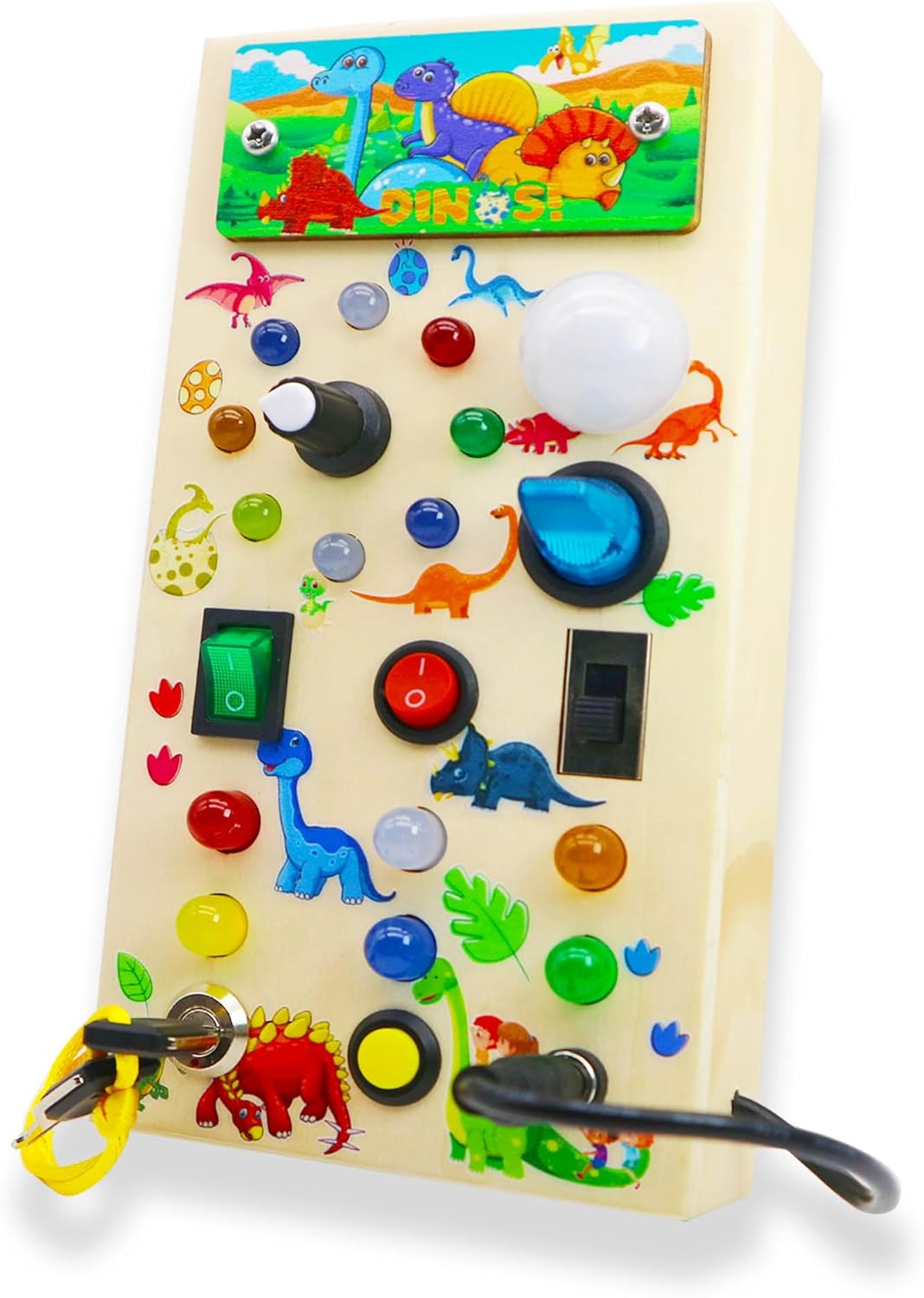 Interactive Wooden LED Game Board for Toddlers – Montessori Toy with 15 Colorful Lights and 9 Switches 1