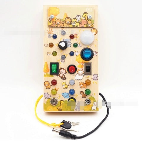 Interactive Wooden LED Game Board for Toddlers – Montessori Toy with 15 Colorful Lights and 9 Switches 3