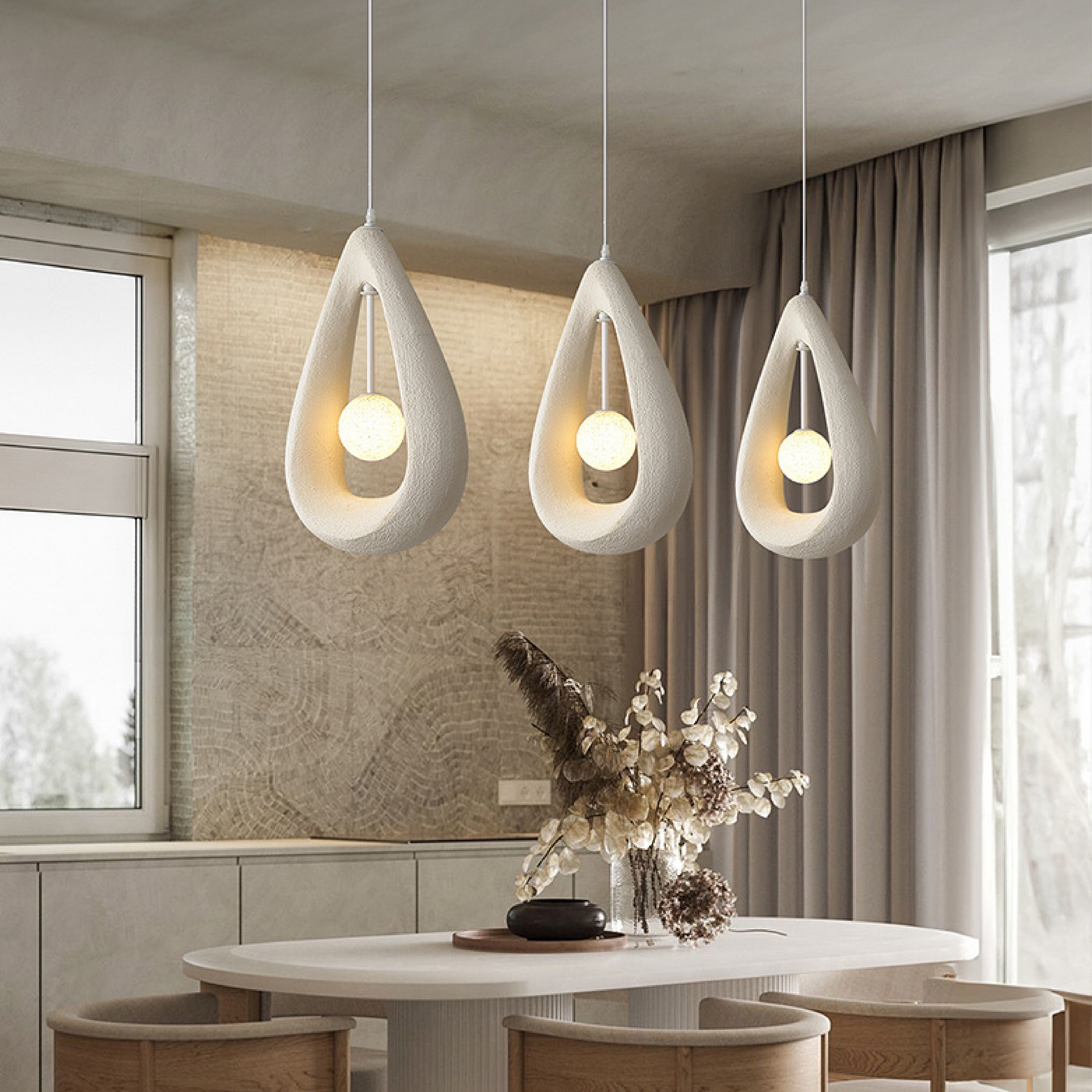 Japandi Oval Pendant Lamp 0