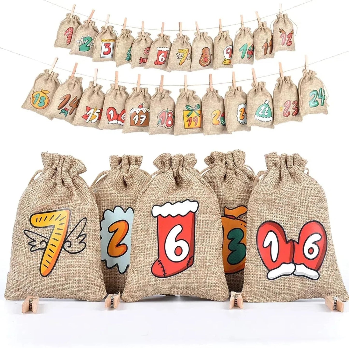 JuteNest | Charming Eco-Friendly Advent Countdown Hanging Calendar 1
