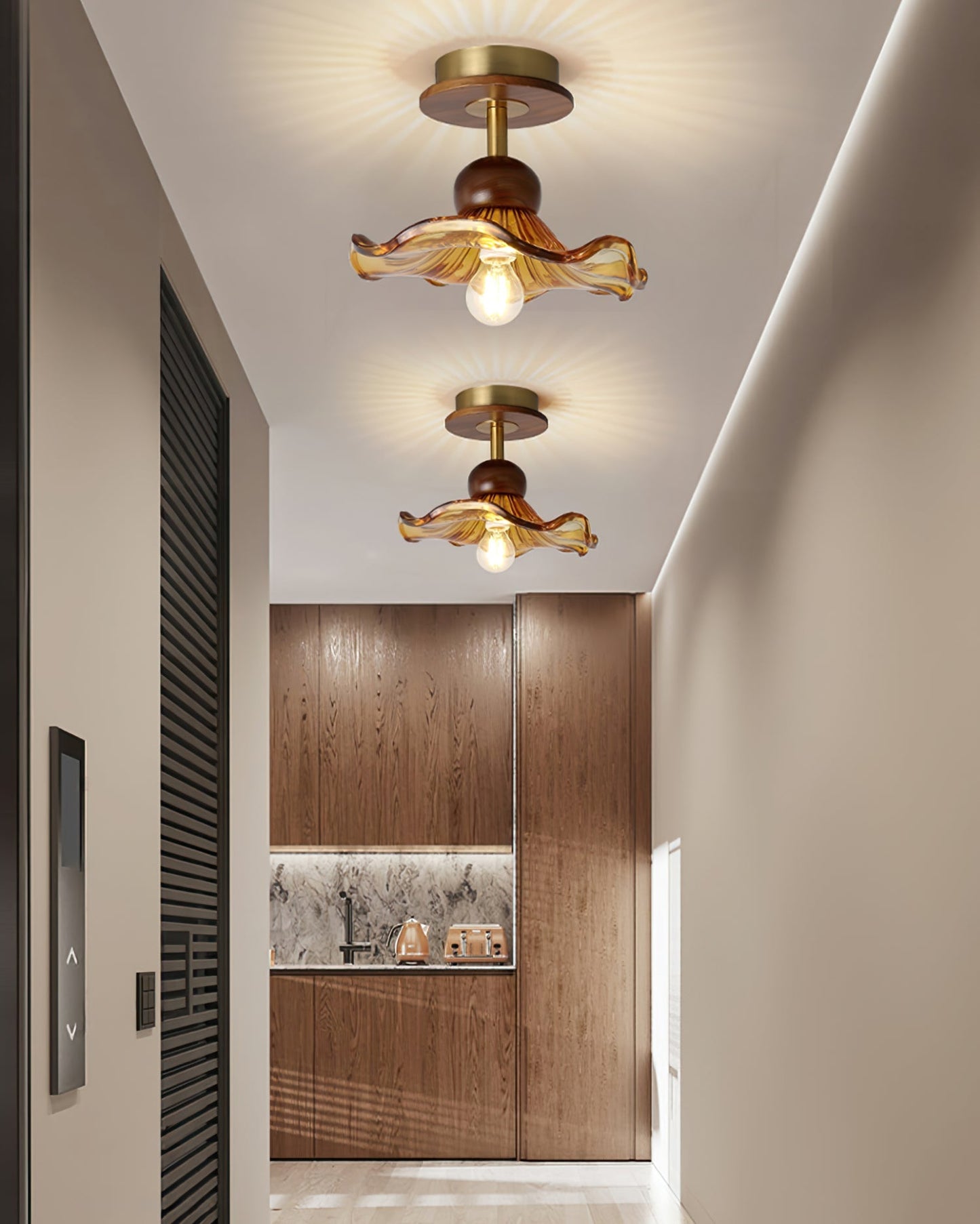 TimberLuxe - Wooden Ceiling Lamp with Graceful Form and Cozy Light