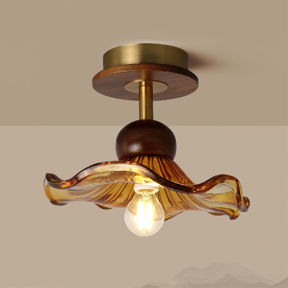 TimberLuxe - Wooden Ceiling Lamp with Graceful Form and Cozy Light