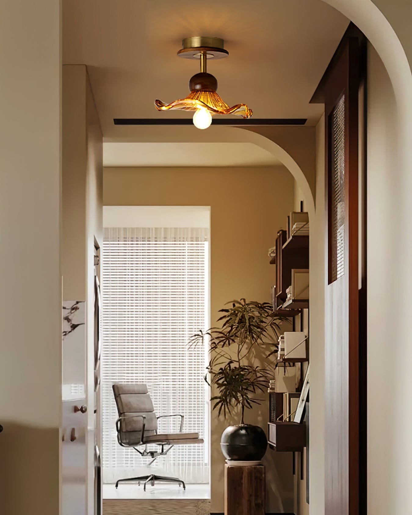TimberLuxe - Wooden Ceiling Lamp with Graceful Form and Cozy Light