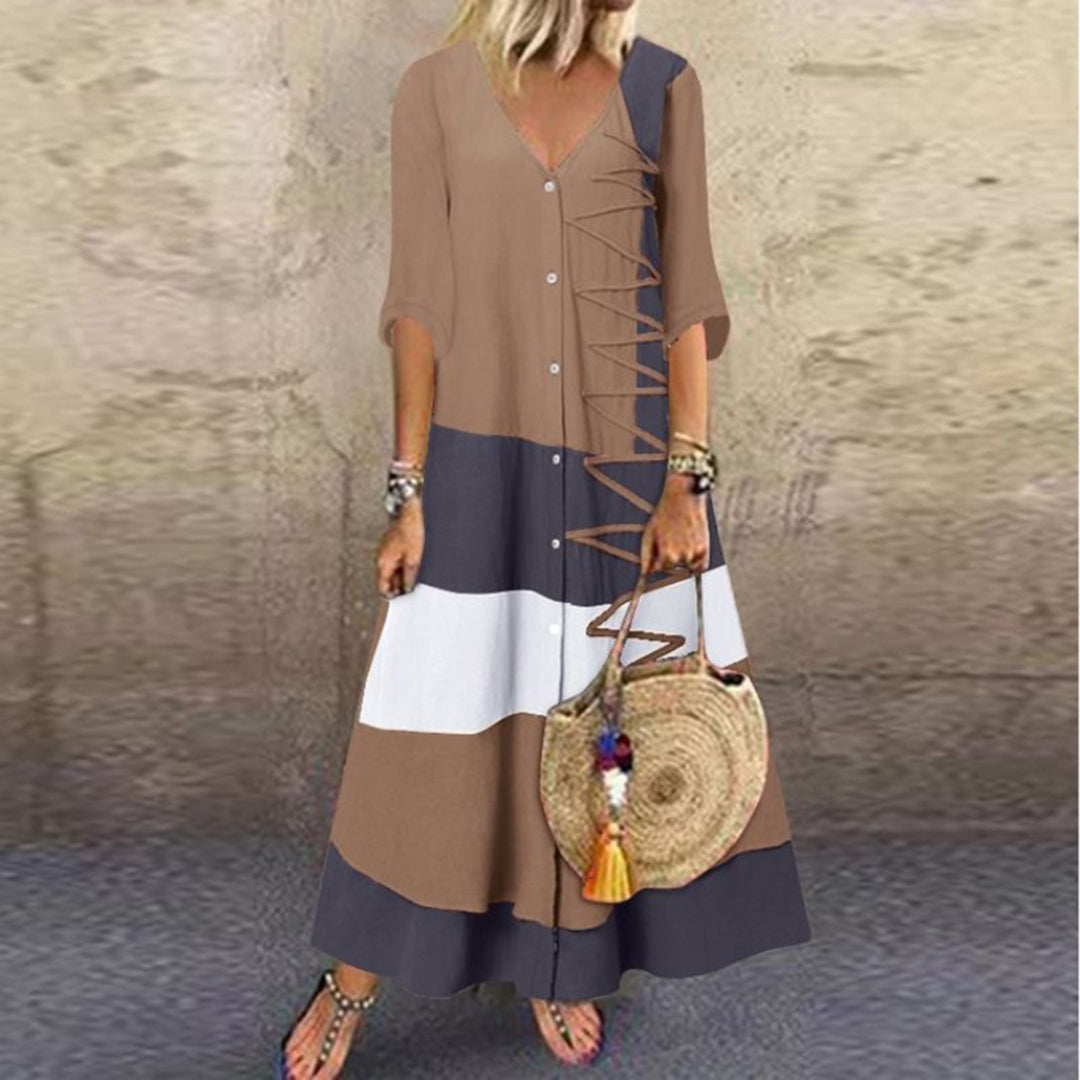 Elegant White Striped Summer Dress for Women - Stylish Wedding Guest Dresses-1