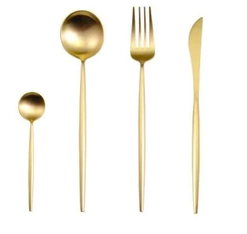 LuxeGleam | Elegant Gold Silver 24-Piece Stainless Steel Cutlery Set 10