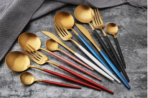 LuxeGleam | Elegant Gold Silver 24-Piece Stainless Steel Cutlery Set 5