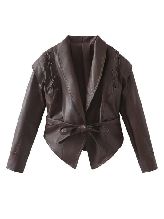 Madonna leather jacket with tie belt 0